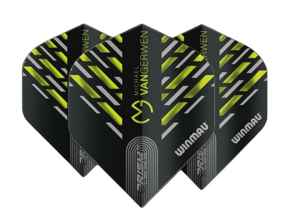 winmau prism alpha mvg black, green & grey chevron dart flights