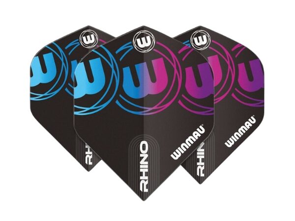 winmau rhino black, blue & purple dart flights