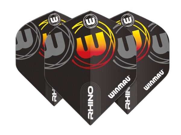 winmau rhino black, grey & orange dart flights