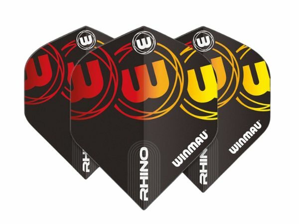 winmau rhino black, red & yellow dart flights