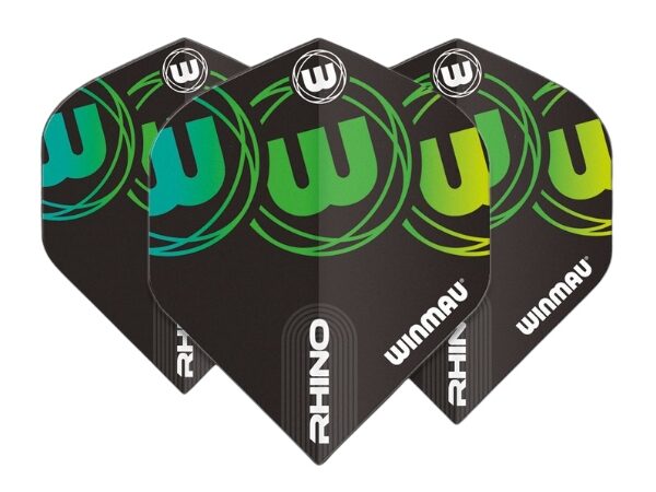 winmau rhino black & green dart flights