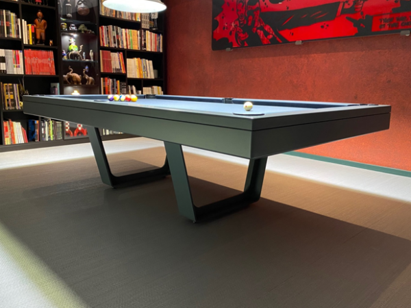 Billiards Breton Aero 8ft US pool table in grey finish with metallic black legs