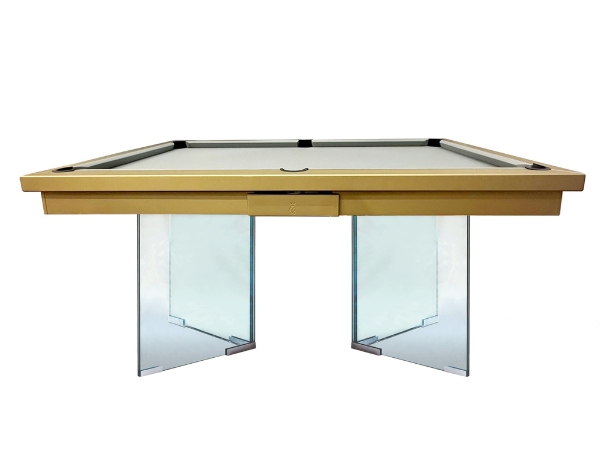 bilijardai pronto 20 glossy gold modern pool table with laminated glass legs 8ft.