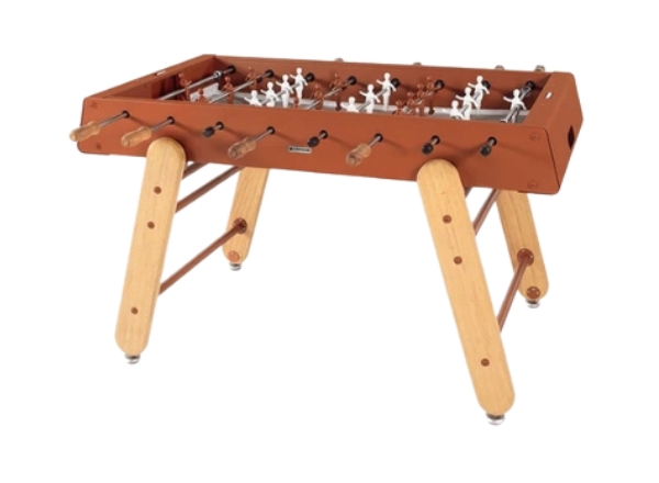 RS Barcelona RS4 Home Foosball Table – Indoor Outdoor Steel Frame with Iroko Wood Legs and Grey Playing Field