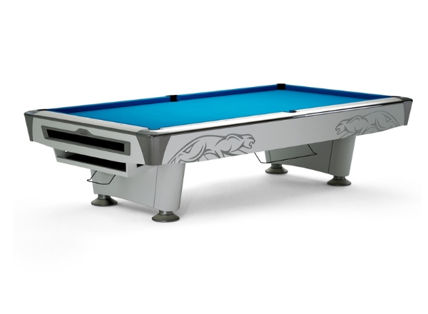 predator arc 8ft pool table – white matte with brushed silver | ball return system