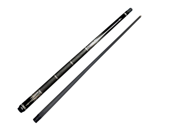 JFlowers JFS20-26BF Billiard Cue Silver Model with Black Leather Wrap and Carbon Shaft
