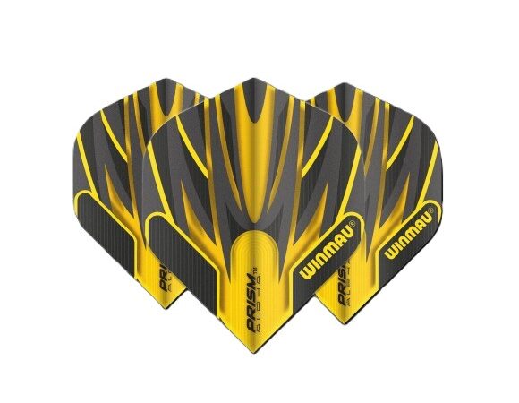 WINMAU PRISM ALPHA BLACK & YELLOW FLIGHT (3PCS) | Professional Durable Dart Flights