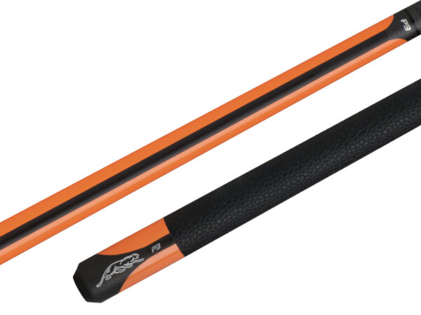 Predator P3 Flare Pool Cue – Gloss Flare Orange with Matte Black stripe, Uni-Loc Quick Release, Leather Luxe Wrap